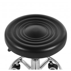 Tabouret à roulettes réglable – Similicuir noir