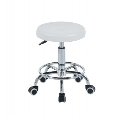 Tabouret à roulettes réglable – PVC blanc