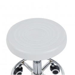 Tabouret à roulettes réglable – PVC blanc