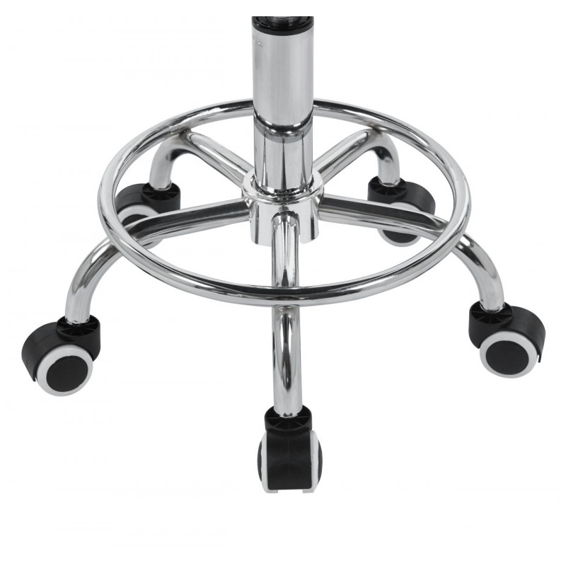 Tabouret à roulettes réglable – PVC blanc