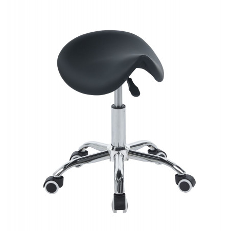 Tabouret selle à roulettes – Similicuir noir