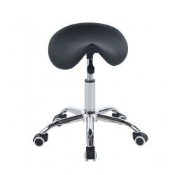 Tabouret selle à roulettes – Similicuir noir