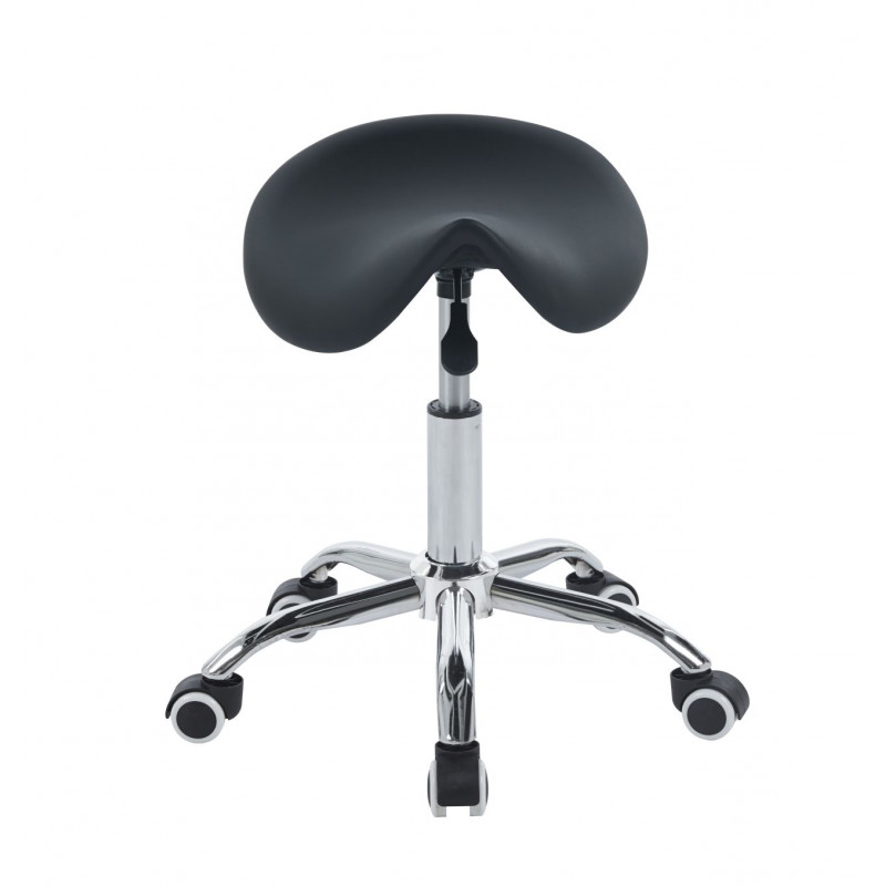 Tabouret selle à roulettes – Similicuir noir