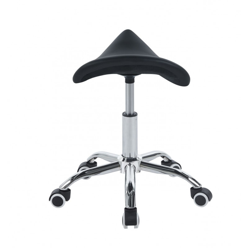 Tabouret selle à roulettes – Similicuir noir