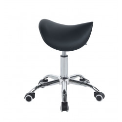 Tabouret selle à roulettes – Similicuir noir
