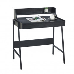 Bureau noir moderne avec tiroirs et étagère – Design compact | Golddeco