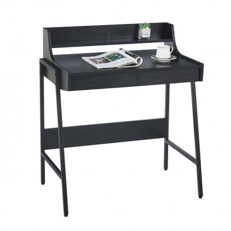 Bureau noir moderne avec tiroirs et étagère – Design compact | Golddeco