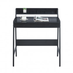 Bureau noir moderne avec tiroirs et étagère – Design compact | Golddeco