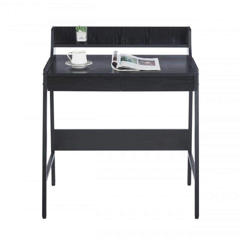 Bureau noir moderne avec tiroirs et étagère – Design compact | Golddeco