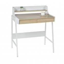 Bureau aspect chêne Sonoma et blanc – compact avec étagère et tiroirs