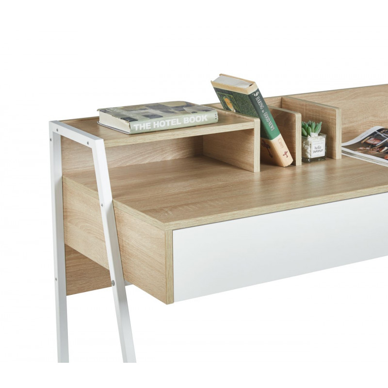 Bureau chêne Sonoma et blanc 124 cm – Moderne et fonctionnel | Golddeco