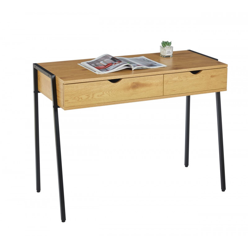Bureau chêne naturel – design industriel et fonctionnel | Golddeco