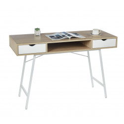 Bureau chêne Sonoma et blanc – Compact et pratique avec rangements | Golddeco