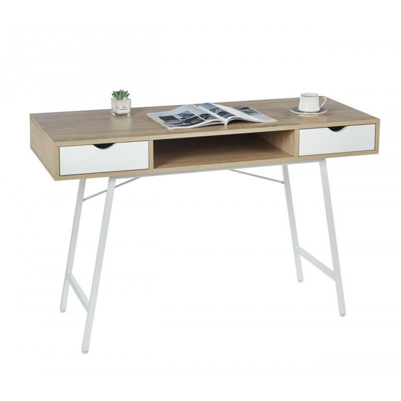 Bureau chêne Sonoma et blanc – Compact et pratique avec rangements | Golddeco
