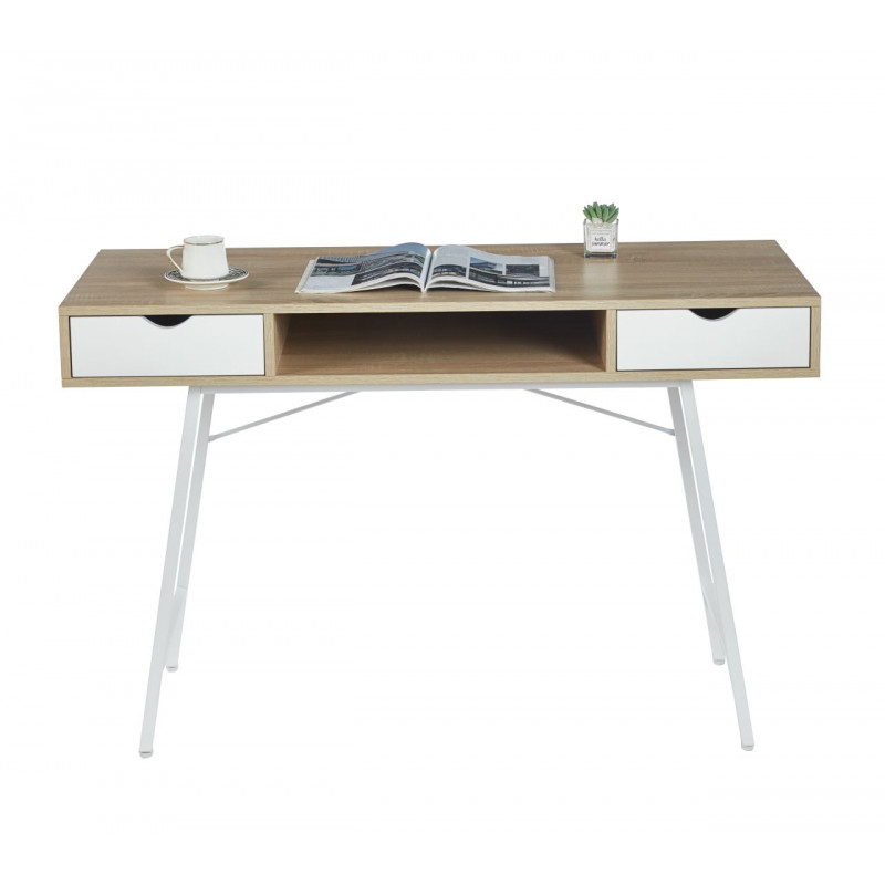 Bureau chêne Sonoma et blanc – Compact et pratique avec rangements | Golddeco