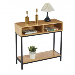Console LEXA – Aspect Chêne Naturel & Noir | Design Industriel & Élégant