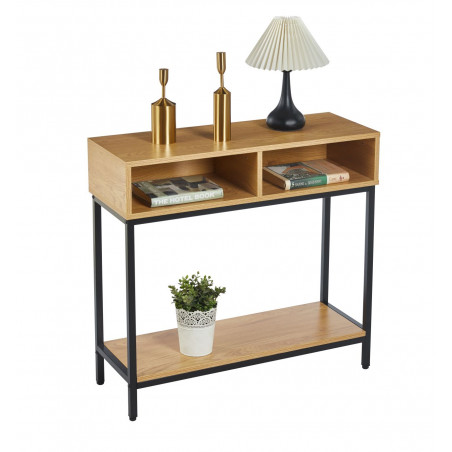 Console LEXA – Aspect Chêne Naturel & Noir | Design Industriel & Élégant