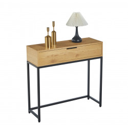 Console NORA – Aspect Chêne Naturel & Noir | Tiroir & Design Industriel
