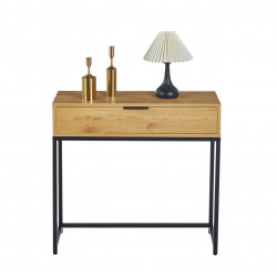Console NORA – Aspect Chêne Naturel & Noir | Tiroir & Design Industriel