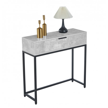 Console NORA – Aspect Béton & Métal Noir | Design Industriel Moderne