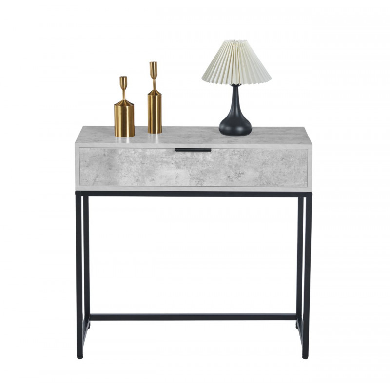 Console NORA – Aspect Béton & Métal Noir | Design Industriel Moderne