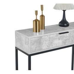 Console NORA – Aspect Béton & Métal Noir | Design Industriel Moderne