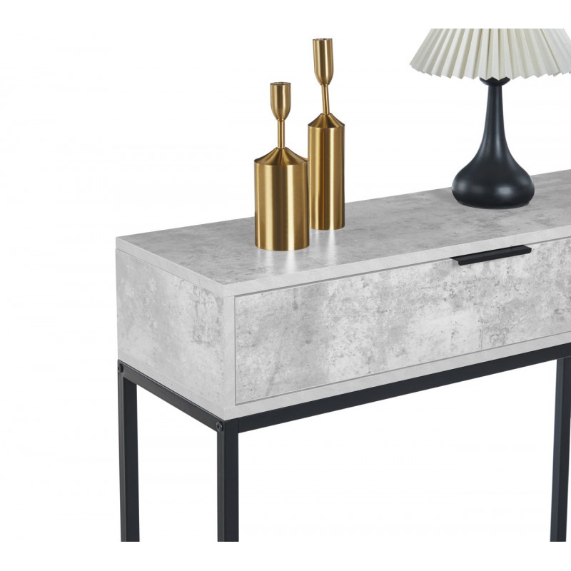 Console NORA – Aspect Béton & Métal Noir | Design Industriel Moderne