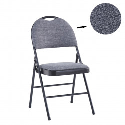 Chaise pliante ronde tissu gris – Confort ergonomique Golddeco