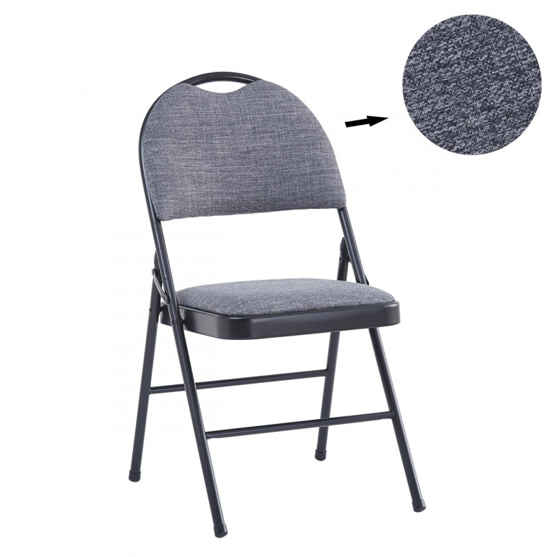 Chaise pliante ronde tissu gris – Confort ergonomique Golddeco