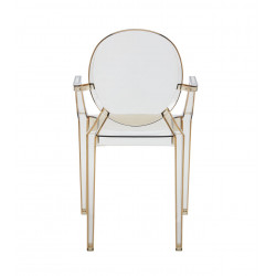 Chaise transparente avec accoudoirs Doria Ambre – Élégance moderne pour intérieur
