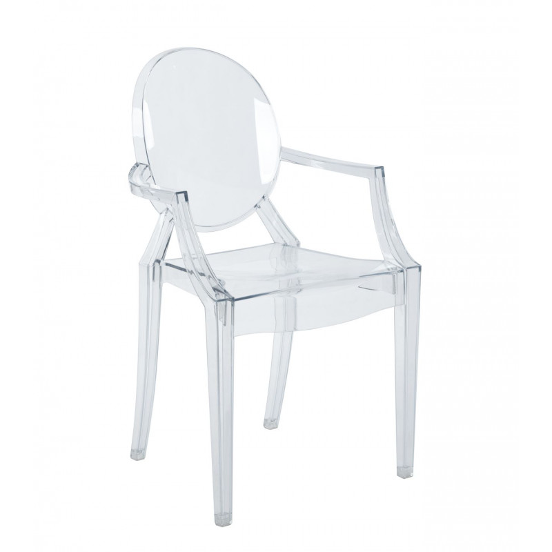 Chaise transparente avec accoudoirs Doria – Design épuré pour intérieur