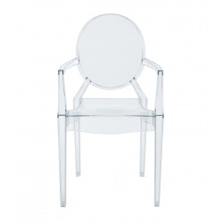 Chaise transparente avec accoudoirs Doria – Design épuré pour intérieur