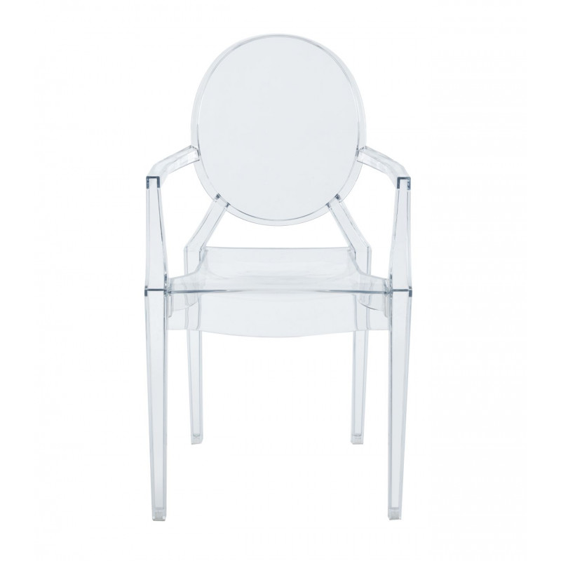Chaise transparente avec accoudoirs Doria – Design épuré pour intérieur