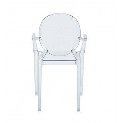 Chaise transparente avec accoudoirs Doria – Design épuré pour intérieur