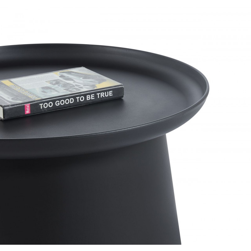 Table Basse Ronde 70 cm – Plastique Noir Résistant | Golddeco