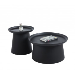 Table Basse Ronde 70 cm – Plastique Noir Résistant | Golddeco