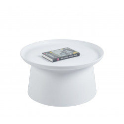 Table Basse Blanche Ronde 70 cm – Plastique Léger | Golddeco