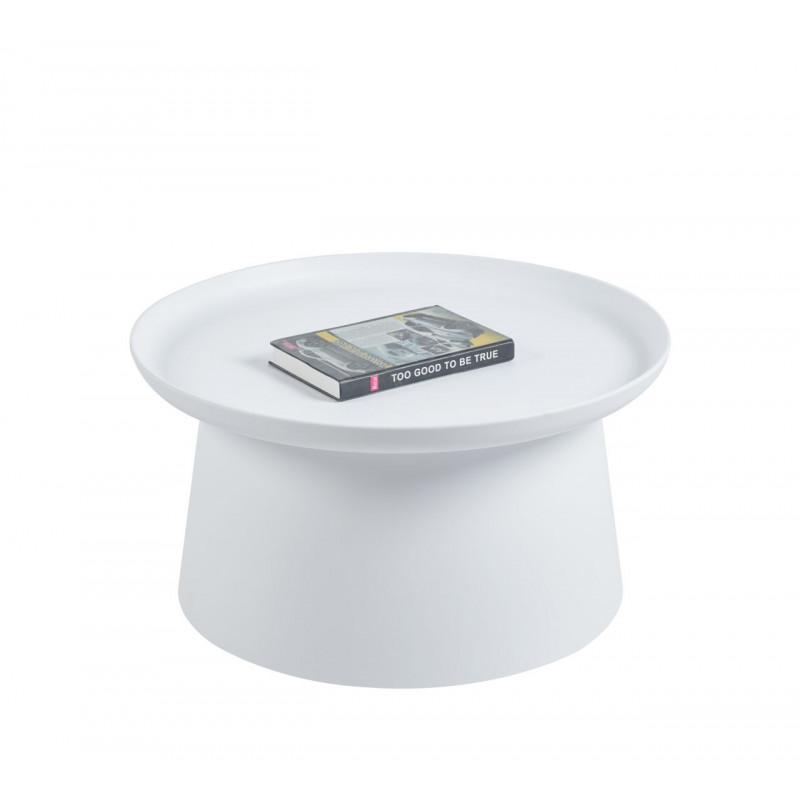 Table Basse Blanche Ronde 70 cm – Plastique Léger | Golddeco