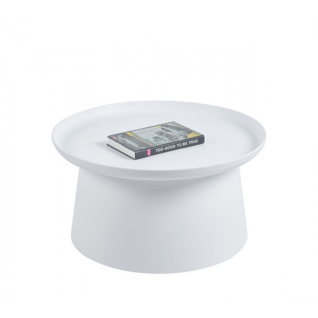 Table Basse Blanche Ronde 70 cm – Plastique Léger | Golddeco