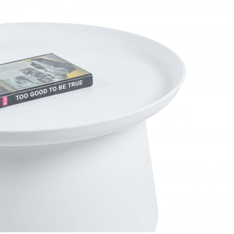 Table Basse Blanche Ronde 70 cm – Plastique Léger | Golddeco
