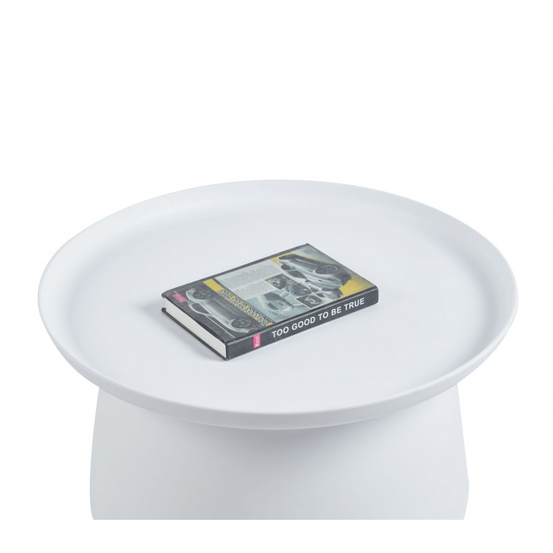 Table Basse Blanche Ronde 70 cm – Plastique Léger | Golddeco