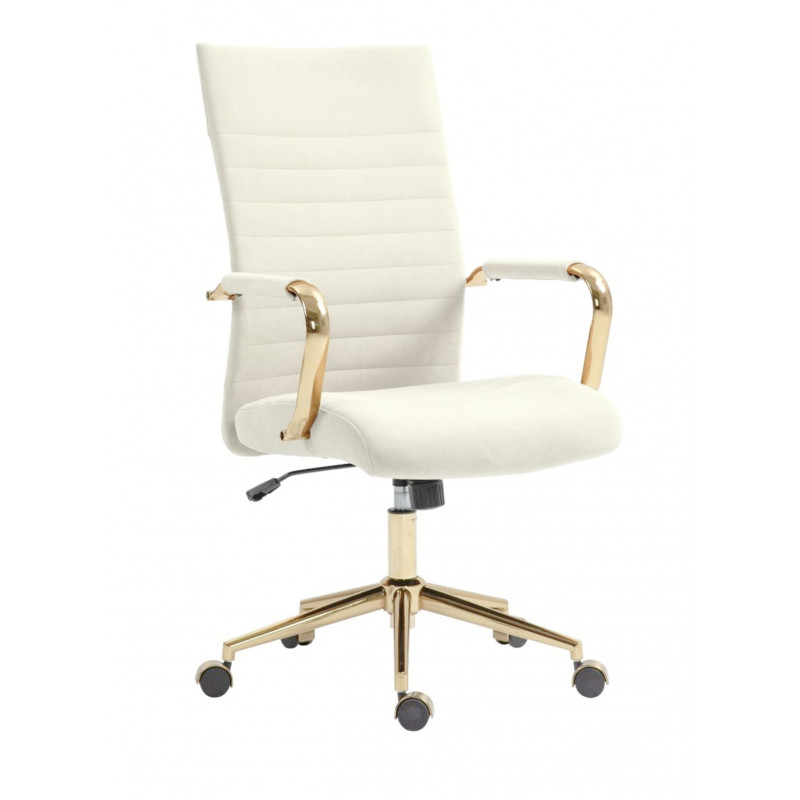 Fauteuil pivotant NERO GOLD – Velours beige & doré
