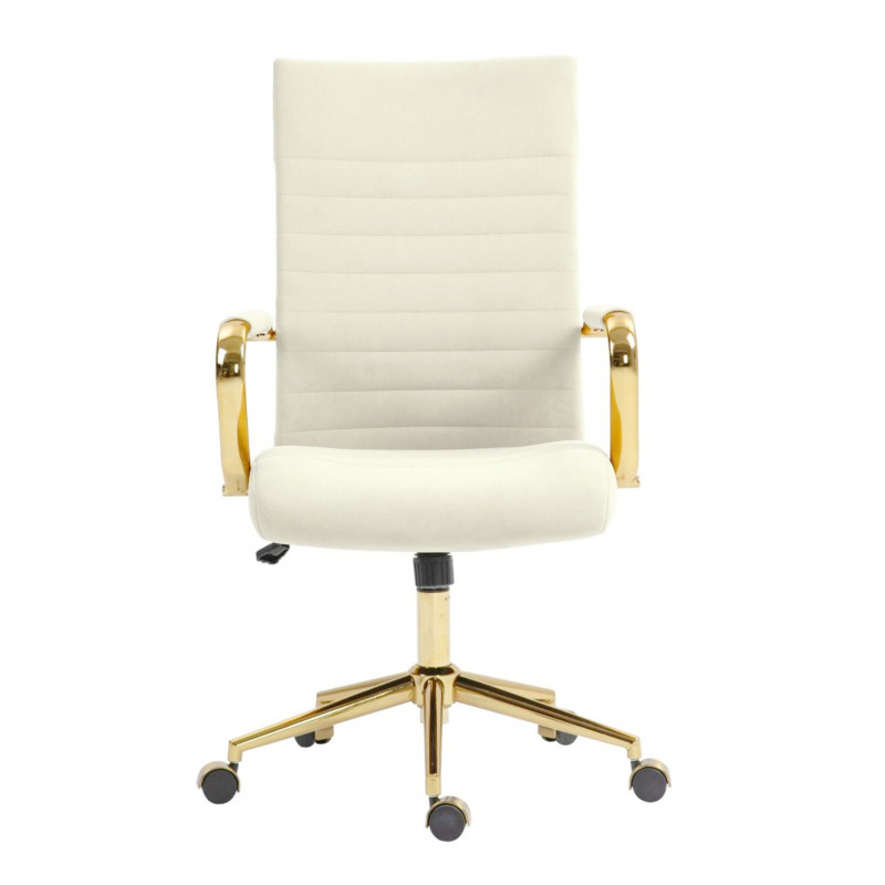 Fauteuil pivotant NERO GOLD – Velours beige & doré