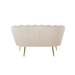 Canapé Coquillage en velours beige – Pieds dorés | Élégance Golddeco