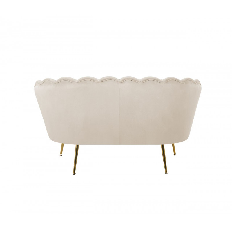 Canapé Coquillage en velours beige – Pieds dorés | Élégance Golddeco