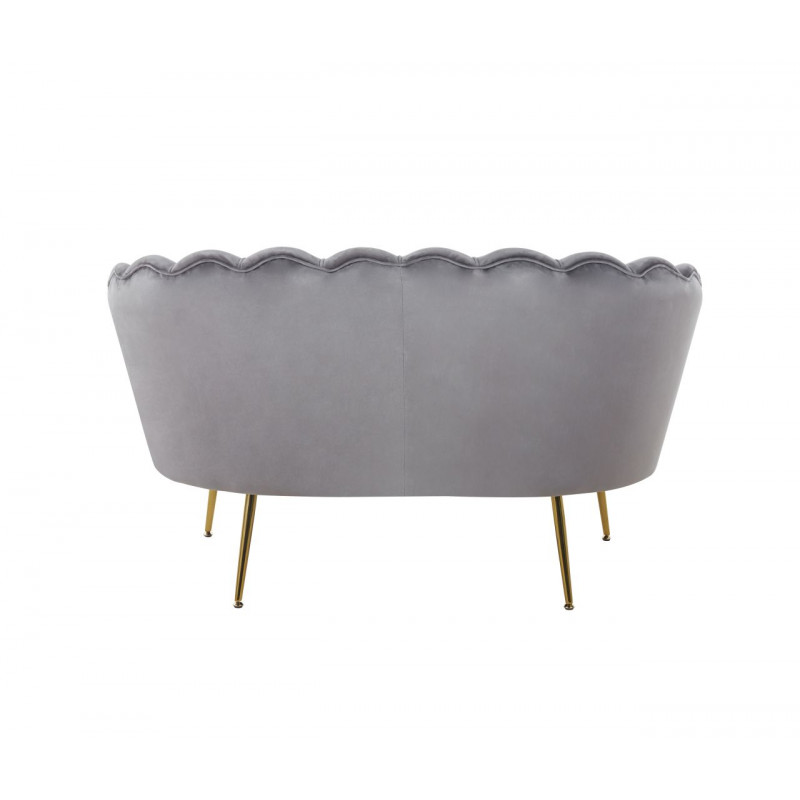 Canapé Coquillage en velours gris – Pieds dorés | Élégance Golddeco