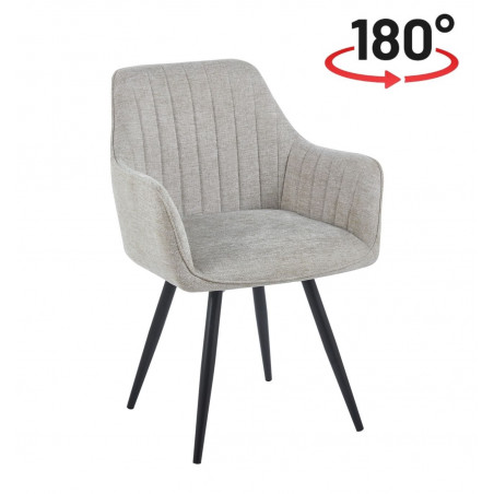 Fauteuil Sassari 180° – Pivotant Tissu Beige & Pieds Noirs