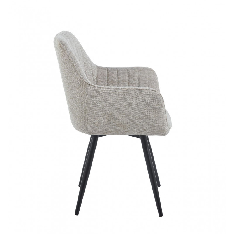 Fauteuil Sassari 180° – Pivotant Tissu Beige & Pieds Noirs