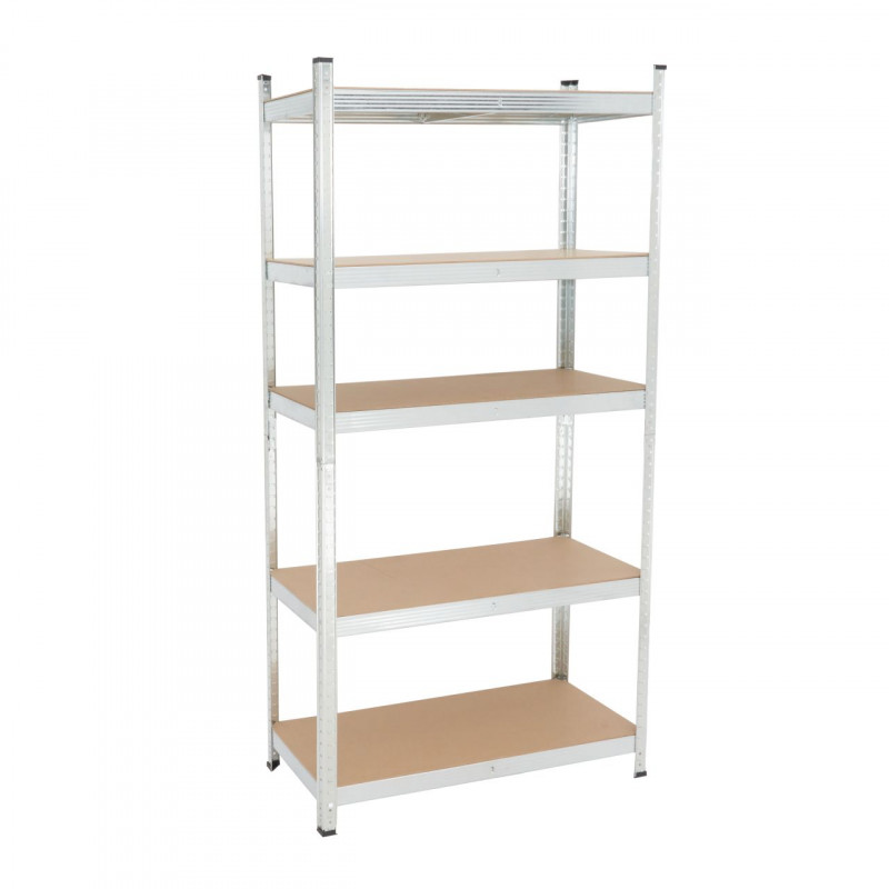Étagère de rangement INDUSTRIAL – métal galvanisé argenté 5 niveaux | Golddeco