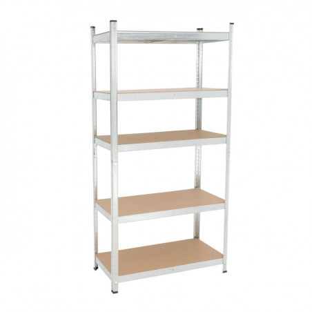 Étagère de rangement INDUSTRIAL – métal galvanisé argenté 5 niveaux | Golddeco